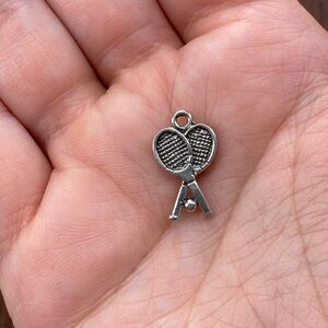 Vintage 925 Sterling Silver Tennis Rackets and Ball Pendant Bracelet Charm